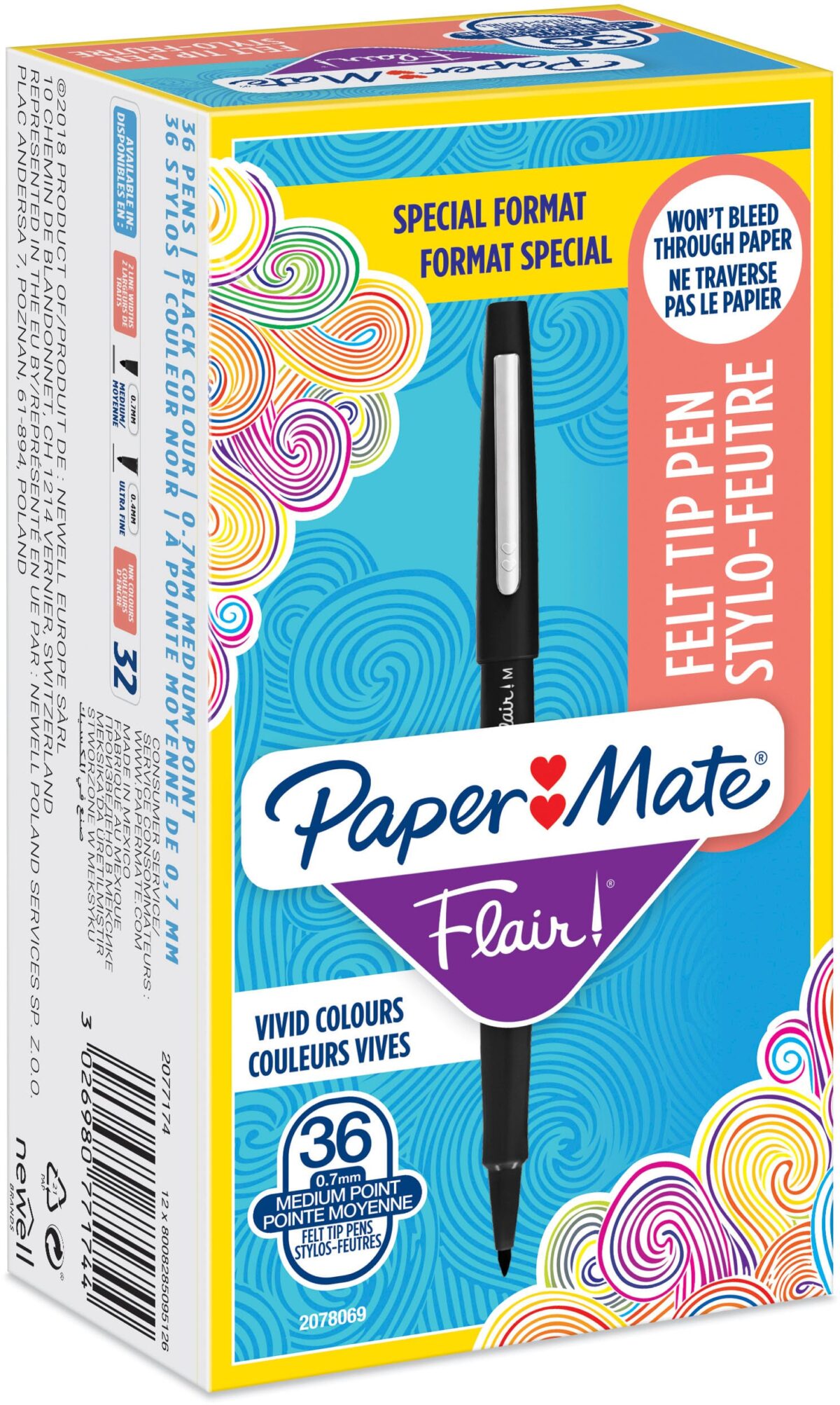 PAPERMATE Faserschreiber 0.7mm 2077174 Flair schwarz 36 Stück – Hochwertig & günstig bei ShopDeca