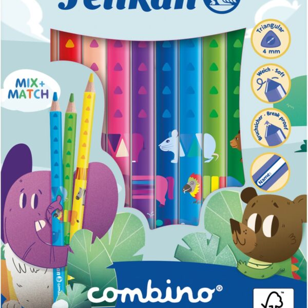PELIKAN Buntstifte Combino 811194 12 Farben Tier-Motive