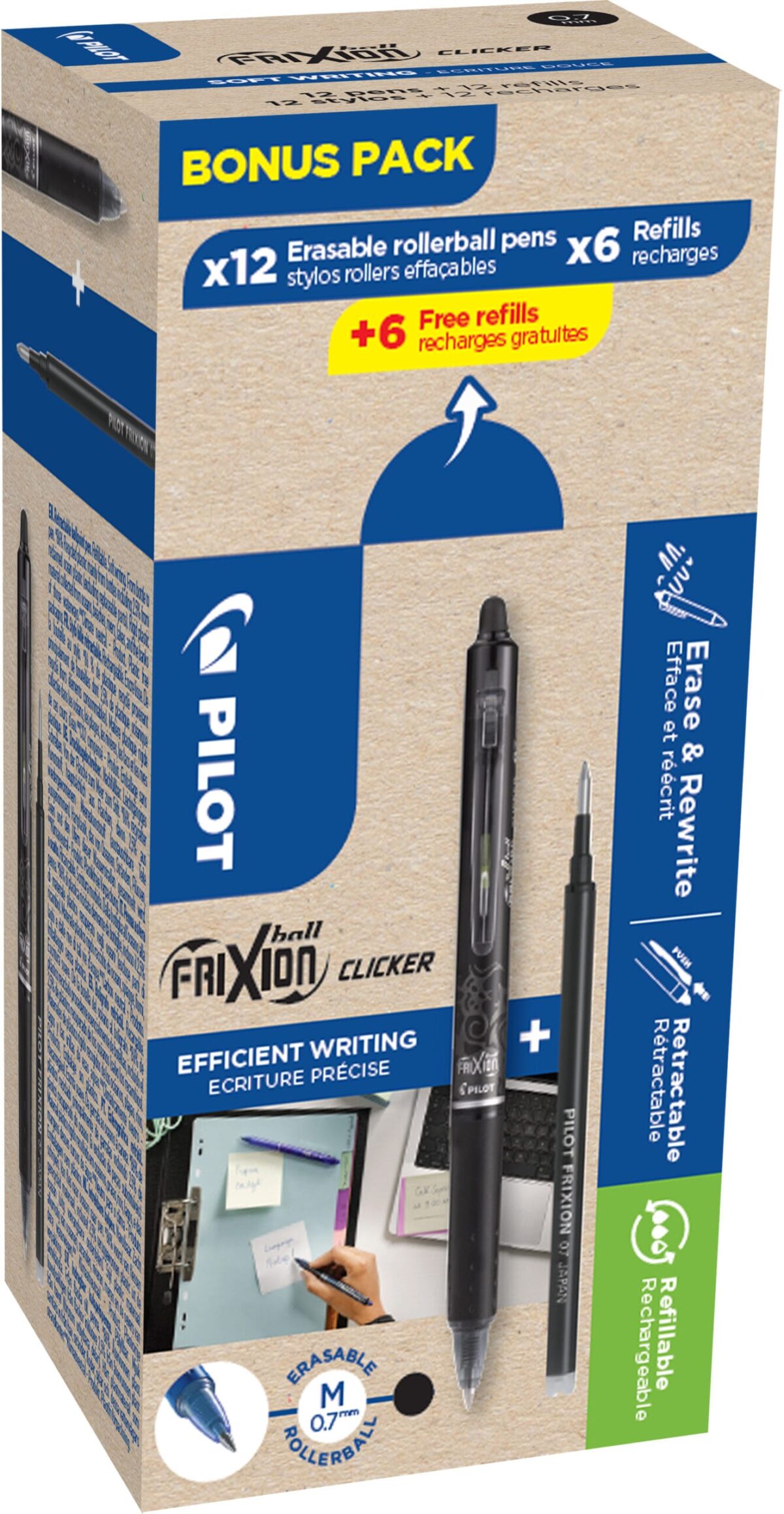 PILOT Frixion Clicker Bonuspack 150.040.82 12+12 Refills schwarz – Hochwertig & günstig bei ShopDeca