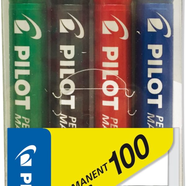 PILOT Permanent Marker 100 1mm SCA100SET Rundspitze, ass. 4 Stück