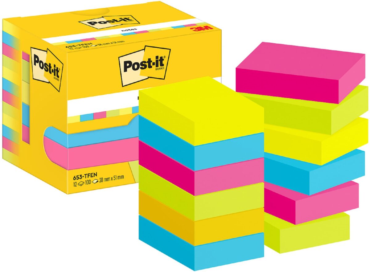 POST-IT Notes Energetic 51x38mm 653-TFEN 4-farbig 12x100 Blatt – Hochwertig & günstig bei ShopDeca