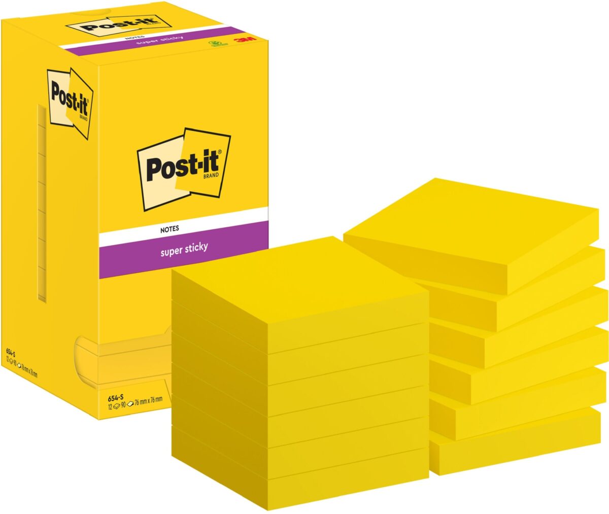 POST-IT Notes Super Sticky 76x76mm 654-S gelb 12x90 Blatt – Hochwertig & günstig bei ShopDeca