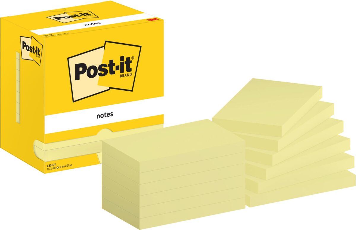 POST-IT Block 76x127mm 655 CY Gelb 12x100 Blatt – Hochwertig & günstig bei ShopDeca