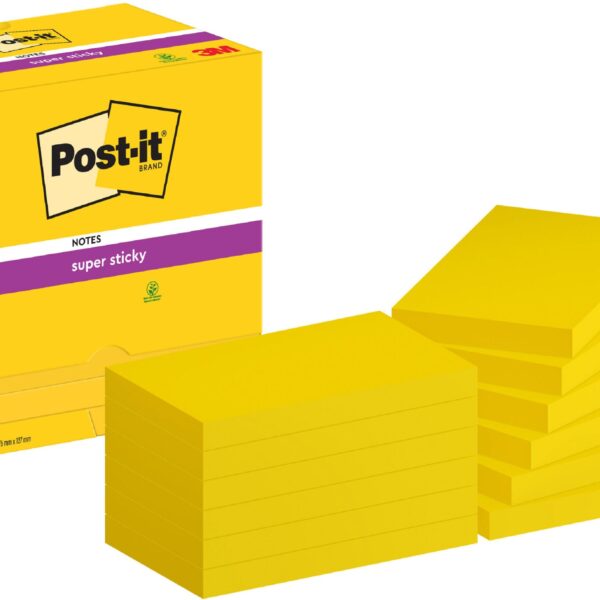 POST-IT Notes Super Sticky 76x127mm 655-S gelb 12x90 Blatt