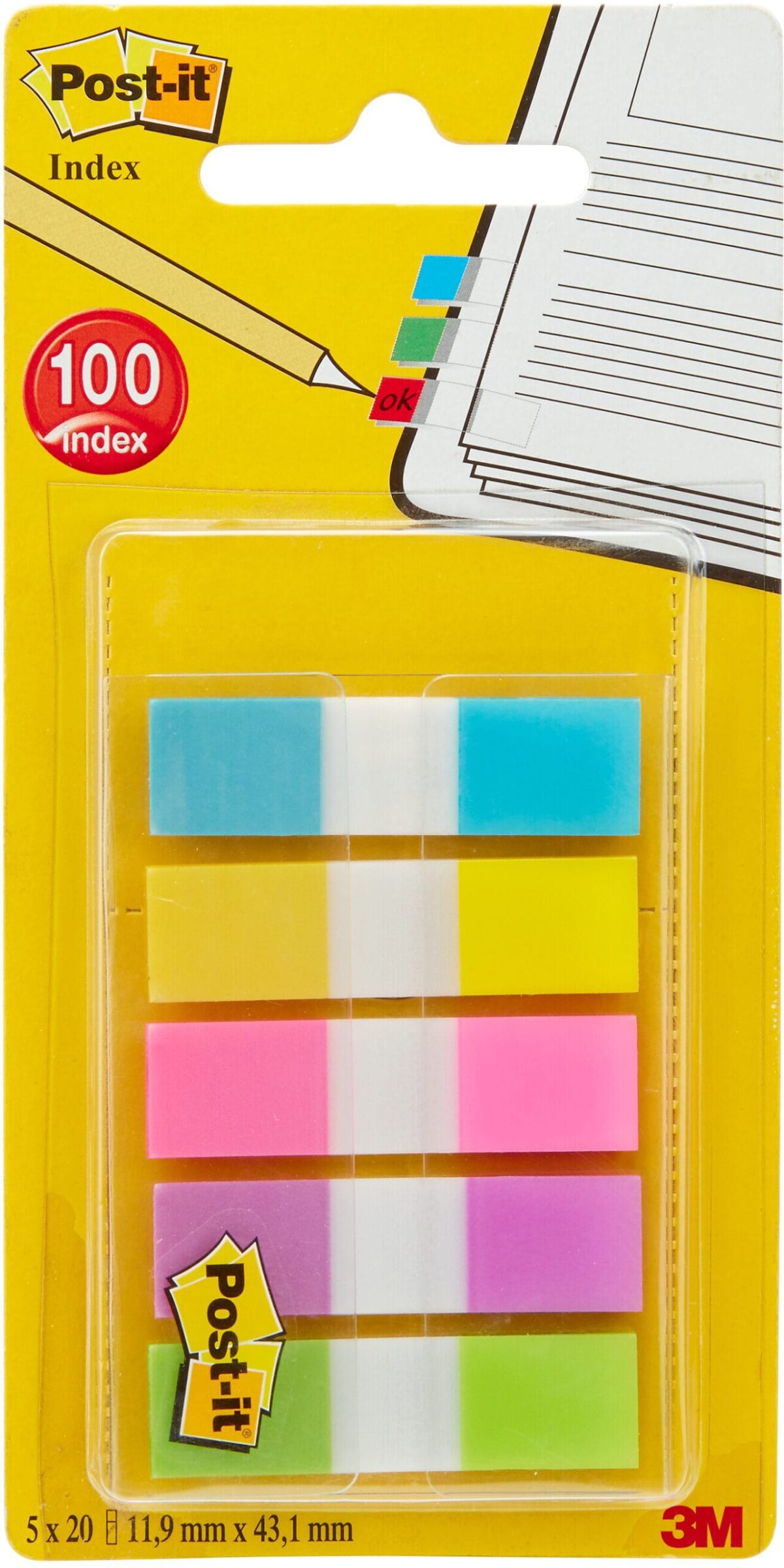 POST-IT Index schmal 11.9x43.2mm 683-5CB2 5 -farbig ass./5x20 Blatt – Hochwertig & günstig bei ShopDeca