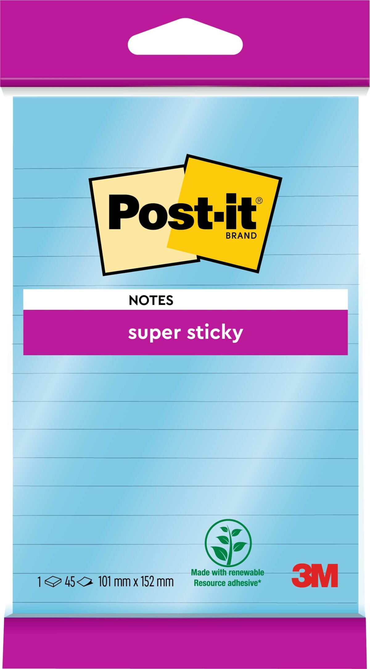 POST-IT Block Super Sticky 102x152mm 6844L-NB hellblau,45 Bl.,liniert,hängb. – Hochwertig & günstig bei ShopDeca