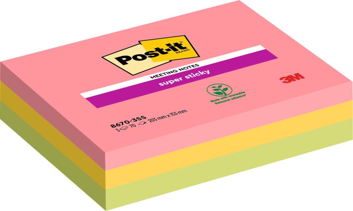POST-IT Super Sticky Meeting 203x152mm 8670-3SS-EU 3x70 Blatt – Hochwertig & günstig bei ShopDeca