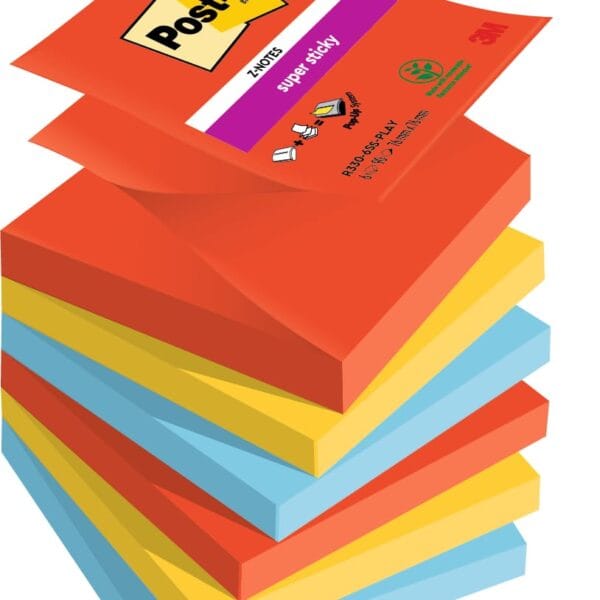POST-IT Z-Notes Playful 76x76mm R330-6SSPLAY 3-farbig ass. 6x90 Blatt