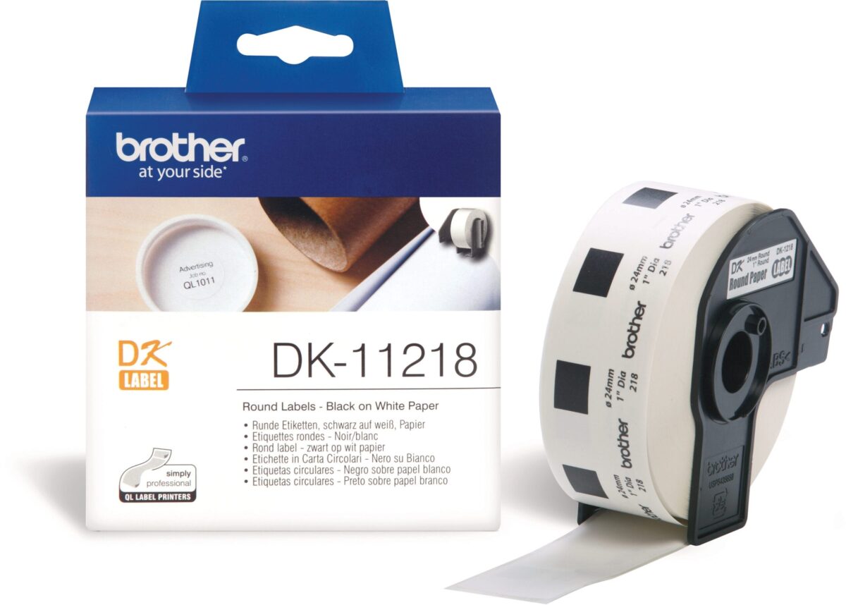 PTOUCH Etiketten rund 24mm DK-11218 QL-500/550 1000 Stk./Rolle – Hochwertig & günstig bei ShopDeca