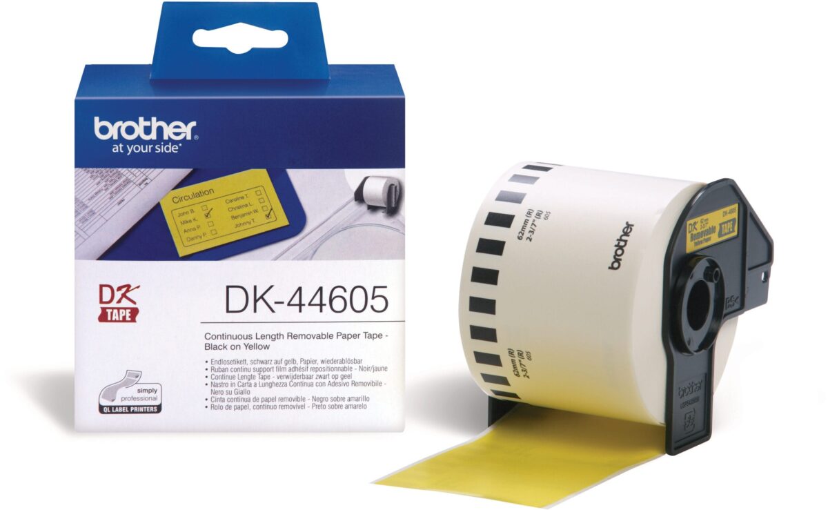 PTOUCH Endlos-Etiketten 62mmx30.48m DK-44605 QL-500/550 gelb Rolle – Hochwertig & günstig bei ShopDeca