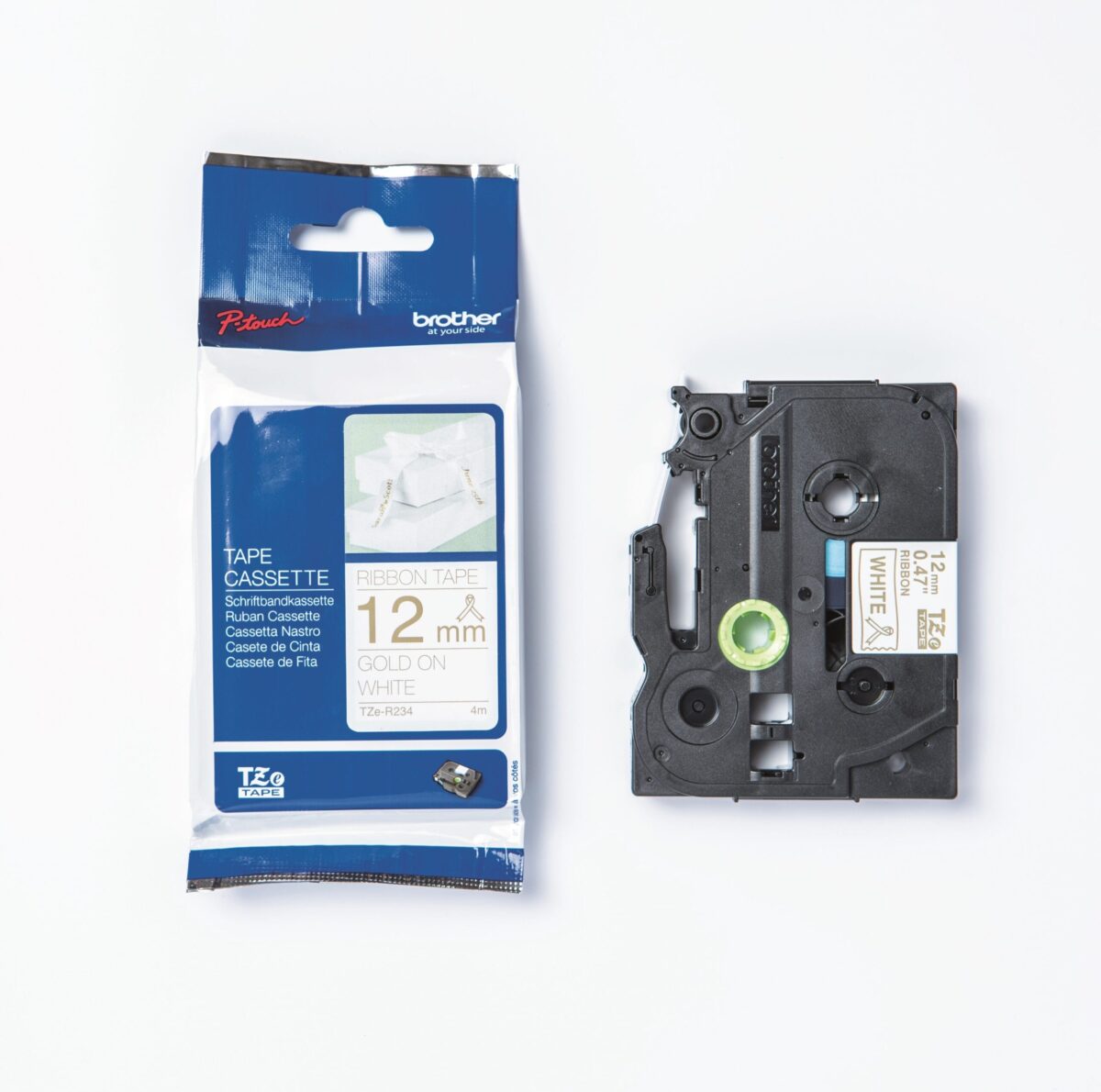 PTOUCH Textilbandkassette gold/weiss TZe-R234 PT-DV600VP 12 mm – Hochwertig & günstig bei ShopDeca