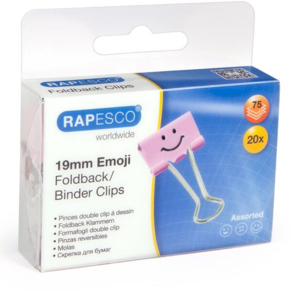 RAPESCO Foldback Clip Emoji 19mm 1349 rosa 20 Stück