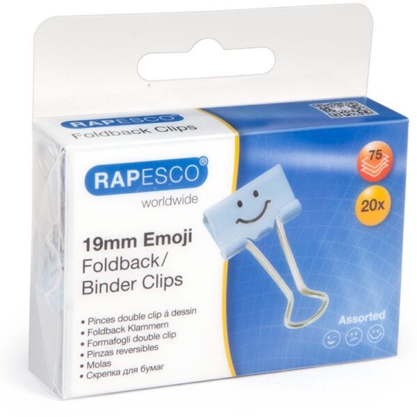 RAPESCO Foldback Clip Emoji 19mm 1350 hellblau 20 Stück