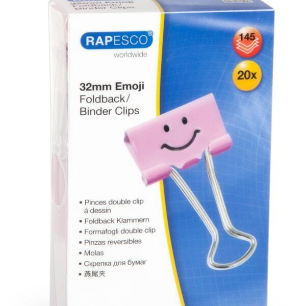 RAPESCO Foldback Clip Emoji 32mm 1352 rosa 20 Stück