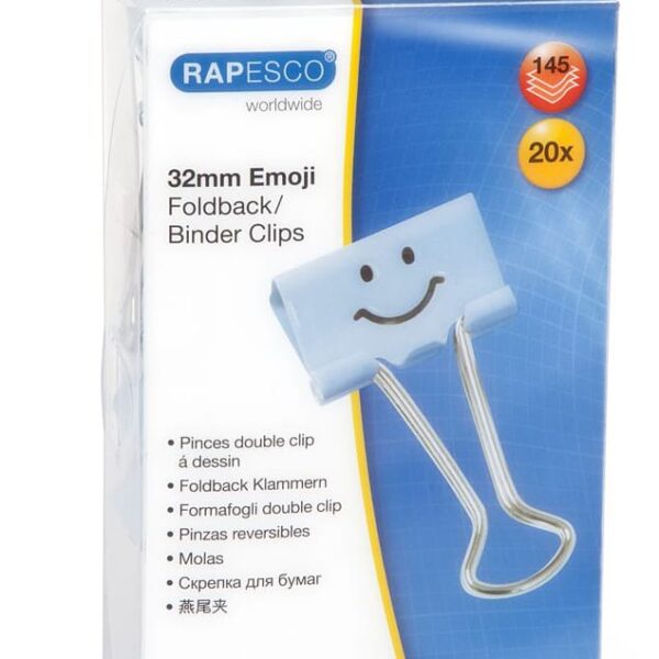 RAPESCO Foldback Clip Emoji 32mm 1353 hellblau 20 Stück