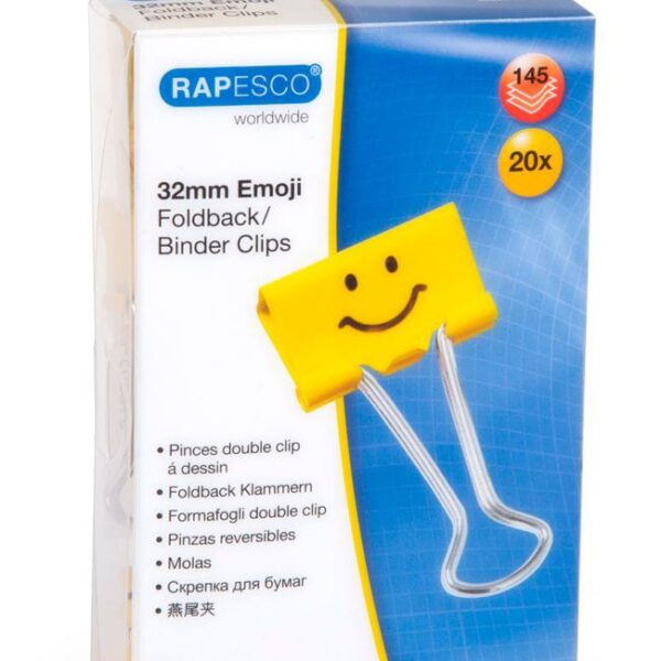 RAPESCO Foldback Clip Emoji 32mm 1354 gelb 20 Stück
