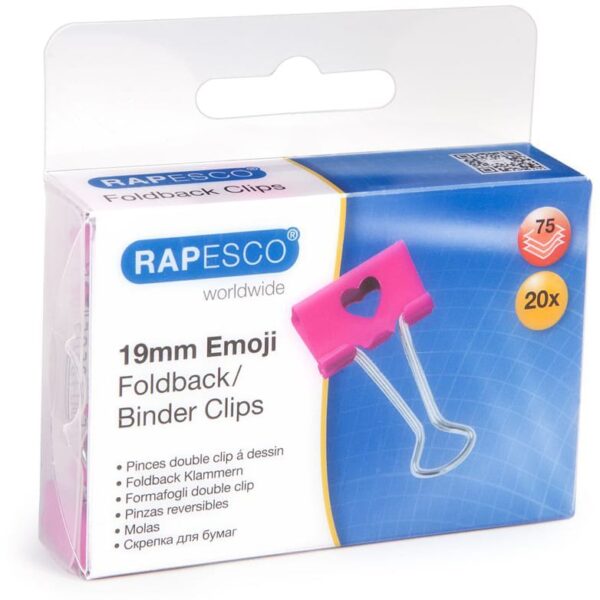 RAPESCO Foldback Clip Emoji 19mm 1357 hot Pink 20 Stück