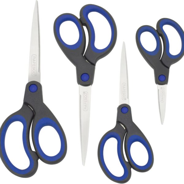 RAPESCO Schere Soft-Grip 1578 4 Stück schwarz/blau