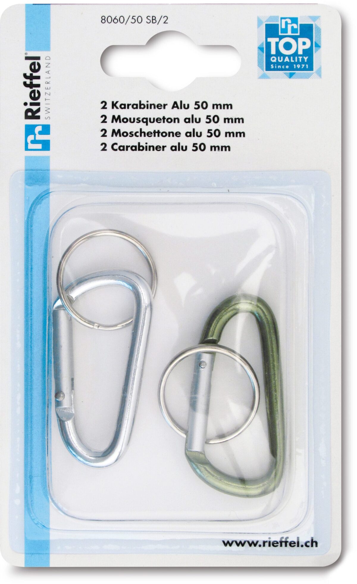 RIEFFEL SWITZERLAND Schlüssel-Karabiner 8060/50 SB/2 50mm 2 Stück – Hochwertig & günstig bei ShopDeca