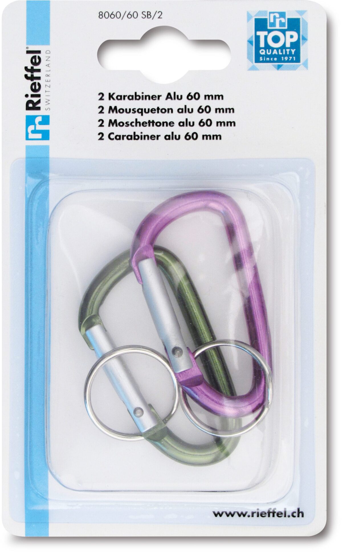 RIEFFEL SWITZERLAND Schlüssel-Karabiner 8060/60 SB/2 60mm 2 Stück – Hochwertig & günstig bei ShopDeca