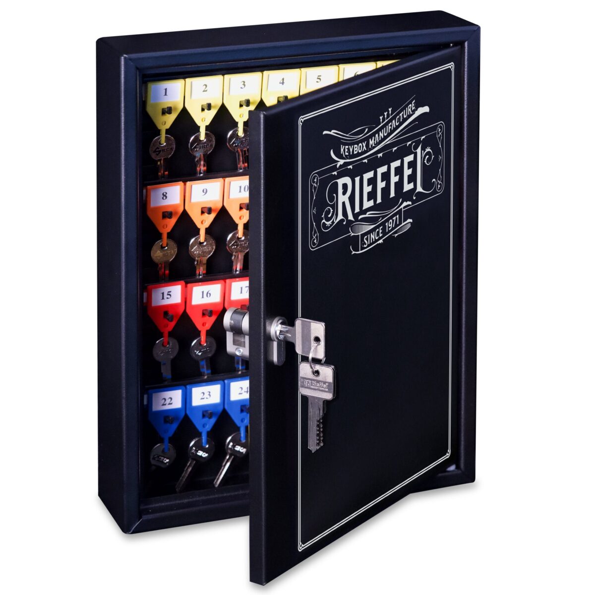 RIEFFEL SWITZERLAND Schlüsselkasten KyStor schwarz KRLEGEND42PZ 35x27x6,5cm 42 Haken – Hochwertig & günstig bei ShopDeca