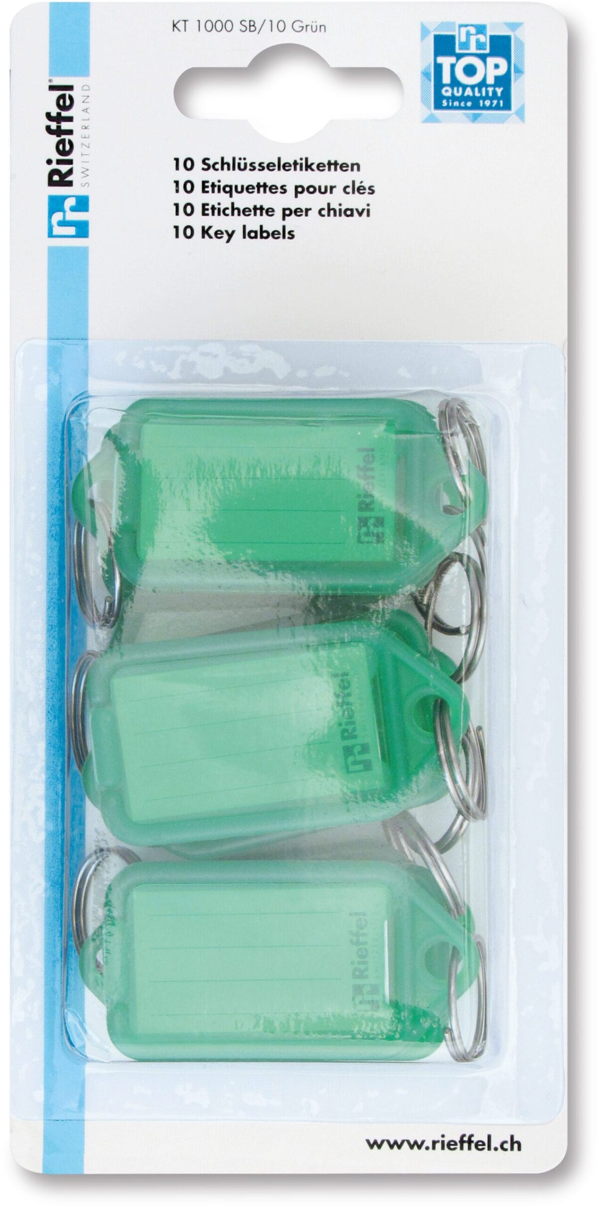 RIEFFEL SWITZERLAND Schlüsseletiketten 38x22mm KT 1000 SB/10 GRÜN vert 10 Stück – Hochwertig & günstig bei ShopDeca