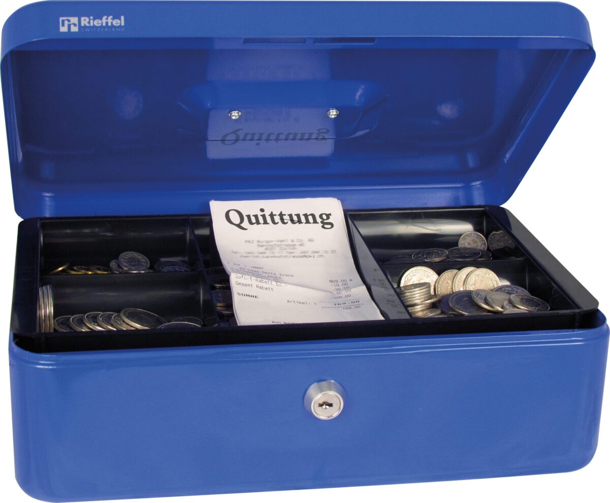 RIEFFEL SWITZERLAND Geldkassette Valorit VT-GK 3 BLAU 8,2x26,2x19,2cm blau – Hochwertig & günstig bei ShopDeca