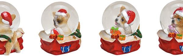 ROOST Schneekugel Hund 8x9x8cm 10027886 Kunststoff ass.