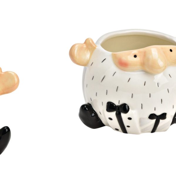 ROOST Dose Nikolaus Keramik 10033445 weiss, schwarz 17x16x14cm