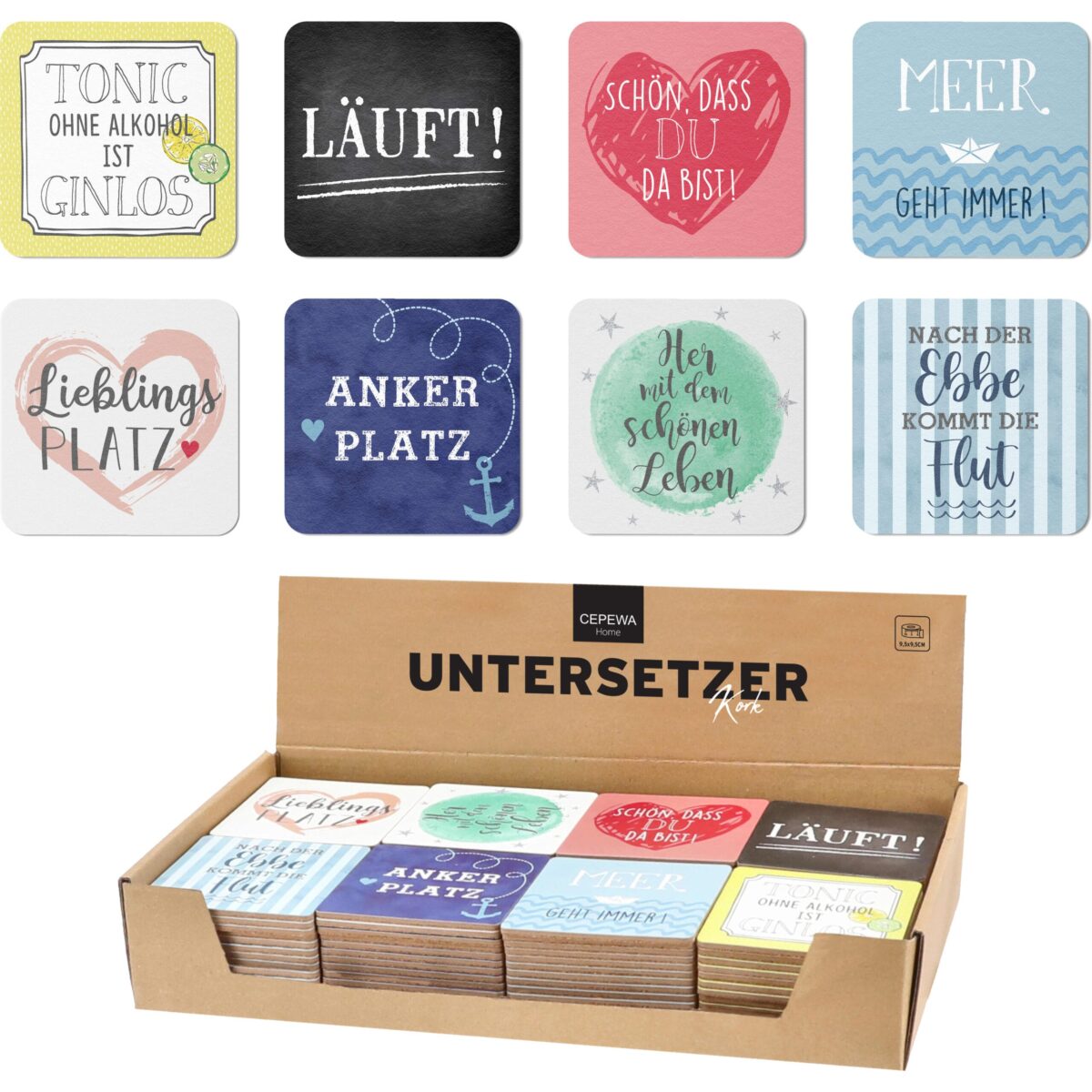 ROOST Untersetzer Kork 9.5x9.5cm 10039641 bunt, 8 assortiert – Hochwertig & günstig bei ShopDeca