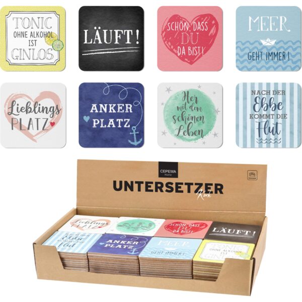ROOST Untersetzer Kork 9.5x9.5cm 10039641 bunt, 8 assortiert