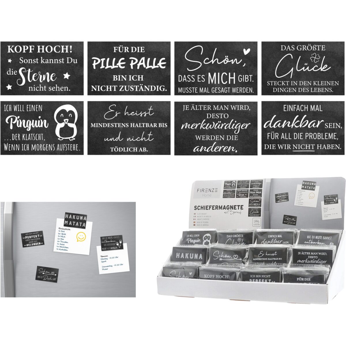 ROOST Magnete Schiefer mit Spruch 10039650 12-fach assortiert – Hochwertig & günstig bei ShopDeca