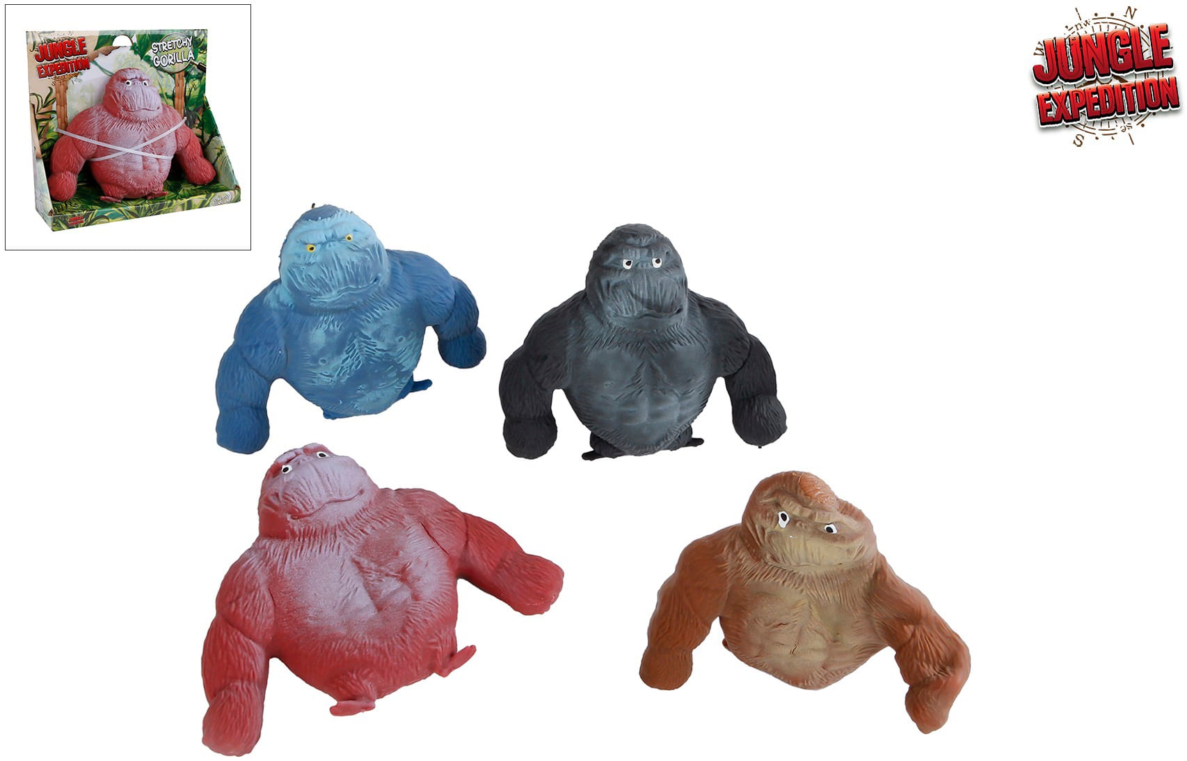 ROOST-621539-8713219480632 ROOST Jungle Expedition Stretch 621539 Gorilla, assortiert 12cm – Hochwertig & günstig bei ShopDeca