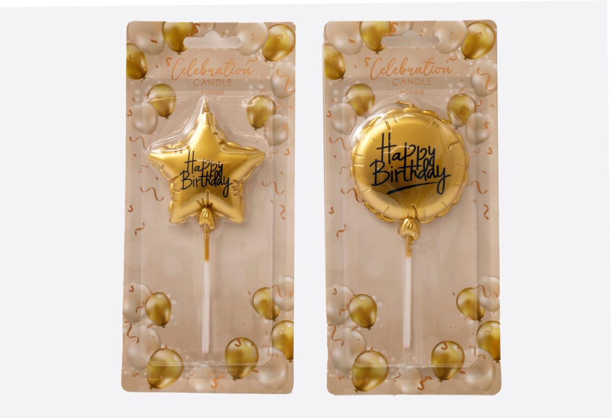 ROOST Kerze Happy Birthday CD6125 2 Stück in Gold assortiert – Hochwertig & günstig bei ShopDeca