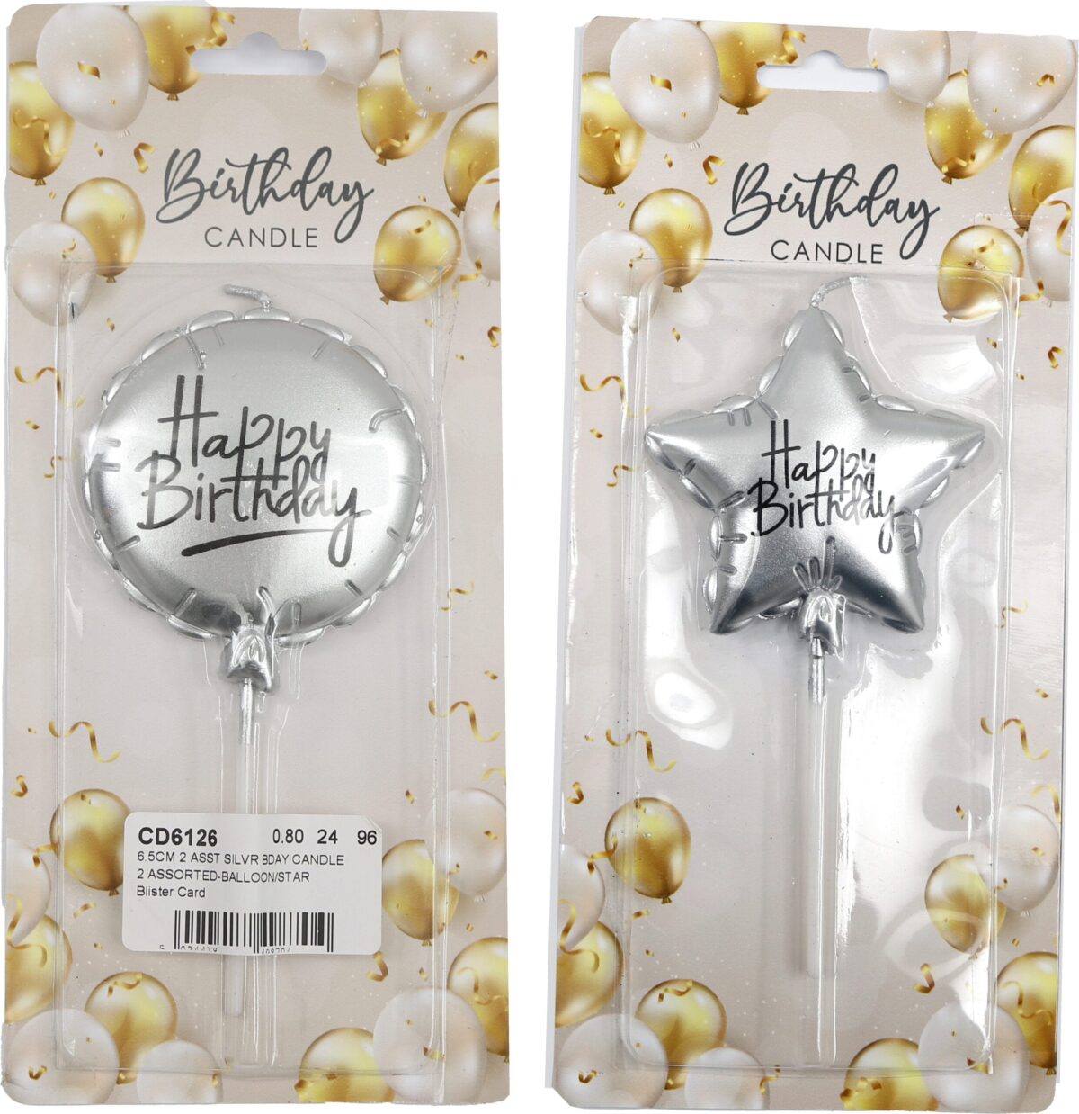 ROOST Kerze Happy Birthday CD6126 2 Stück in Silber assortiert – Hochwertig & günstig bei ShopDeca
