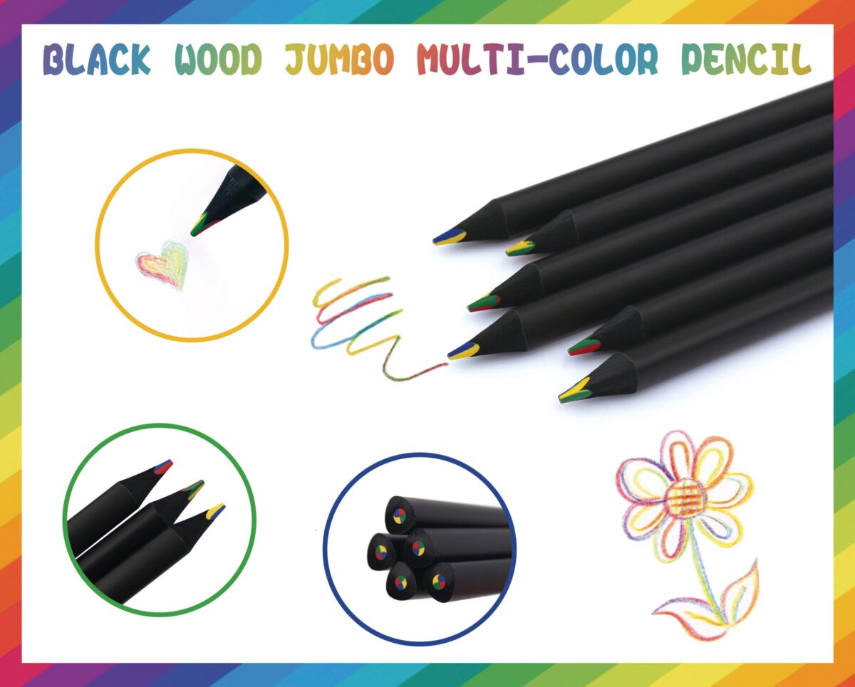 ROOST Farbstift dick TSKY-C02 4-farbig, 3-eckig black – Hochwertig & günstig bei ShopDeca