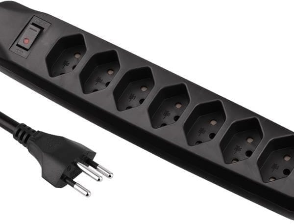 S-ELECTRO Steckdosenleiste 85.110.7SZ 7x T13 mit Schalter, schwarz