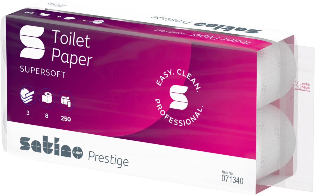 SATINO Toilettenpapier Satino Prestig 572051 3-lagig, 8 Rollen à 250 Blatt – Hochwertig & günstig bei ShopDeca
