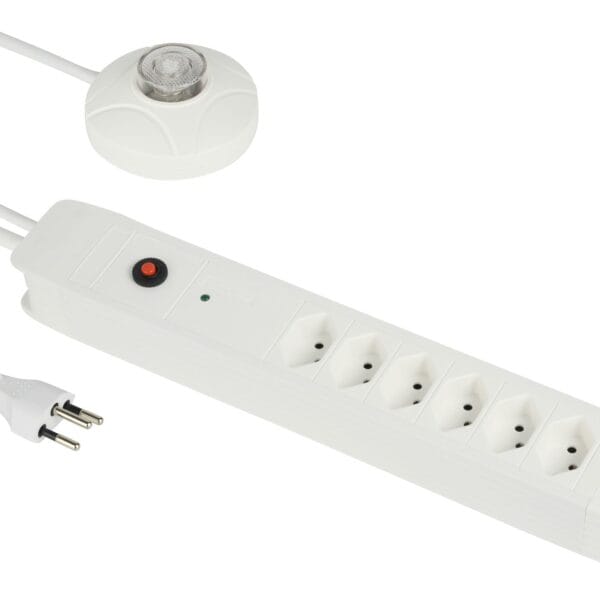SCHOENENBERGER Steckdosenleiste 3m 85.803.6WS 6xT13 mit Schalter weiss