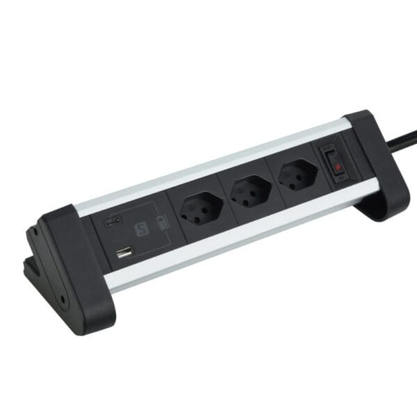 SCHOENENBERGER ALU Tisch-Steckdosenleiste 3m 85.860.3AL USB-C silber/schwarz