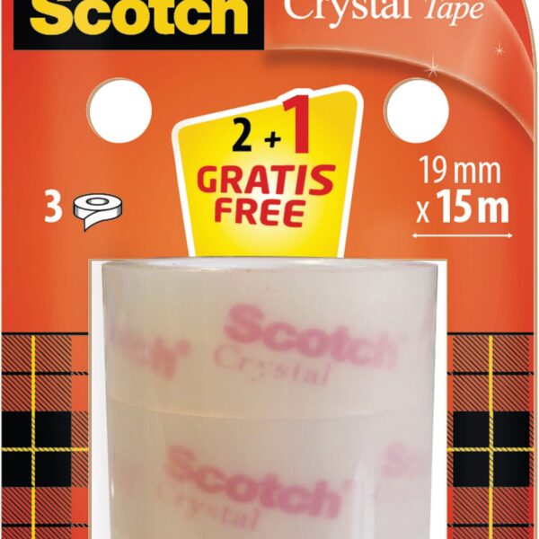 SCOTCH Klebeband Crystal 19mmx15m 6-1915R2N+1 2 Rollen + 1 gratis