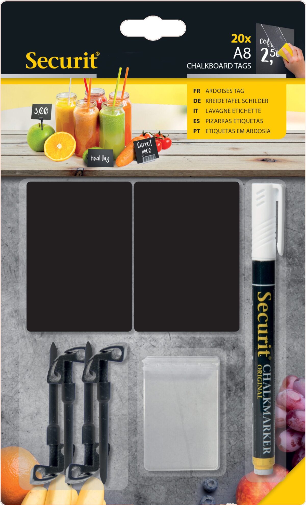 SECURIT Kreidetafel TAGs TAG-A8-WT schwarz 7.4x5.2X0.1cm – Hochwertig & günstig bei ShopDeca