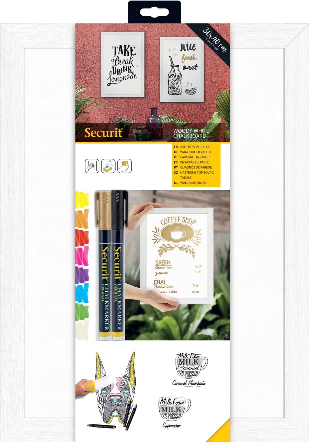 SECURIT Kreidetafel WOODY WBW-WT-30-40 weiss 40x30x1cm – Hochwertig & günstig bei ShopDeca