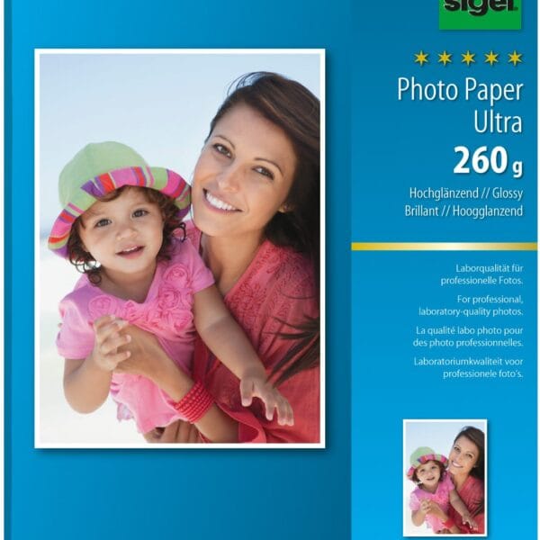 SIGEL InkJet Fotopapier 13x18cm IP706 260g,glossy, weiss 18 Blatt