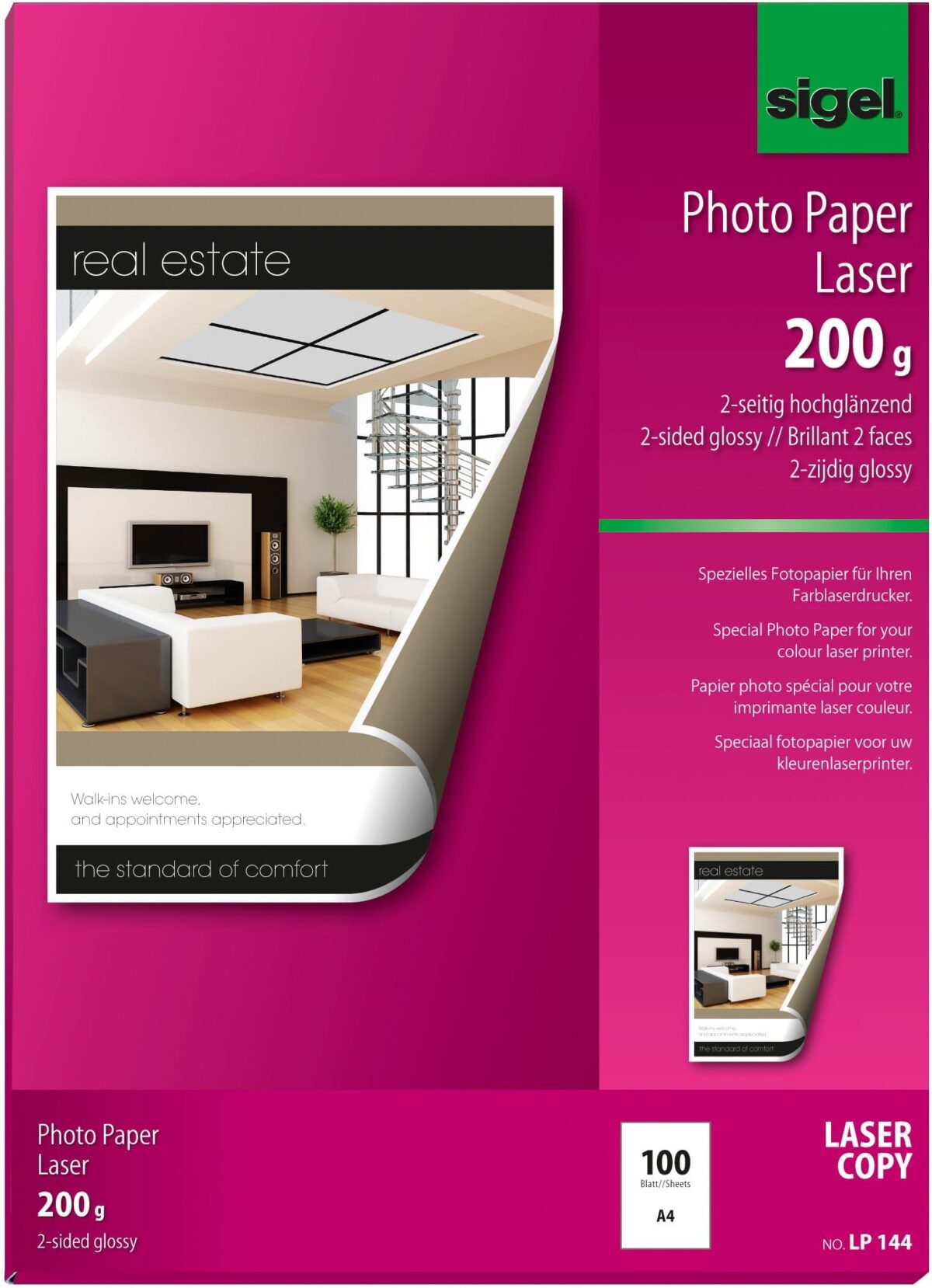 SIGEL Farblaser-Papier A4 LP142 170g,glossy, weiss 100 Blatt – Hochwertig & günstig bei ShopDeca