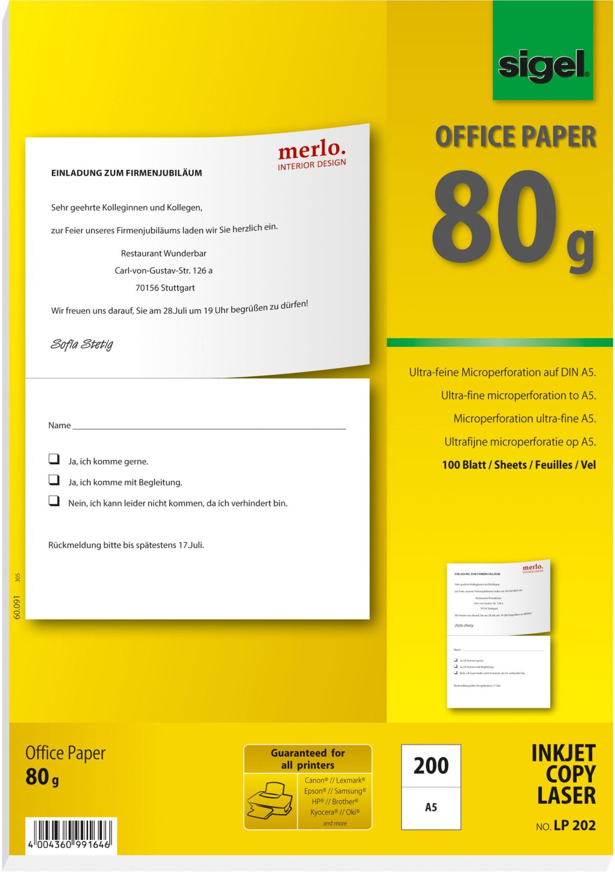 SIGEL Spezialpapier A4 LP202 weiss, 200 Stk.A5 / 100 Bl. – Hochwertig & günstig bei ShopDeca