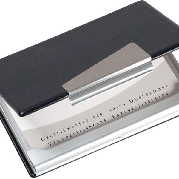 SIGEL Visitenkarten-Etui 62x95mm VZ131 silber/schwarz -20 Karten