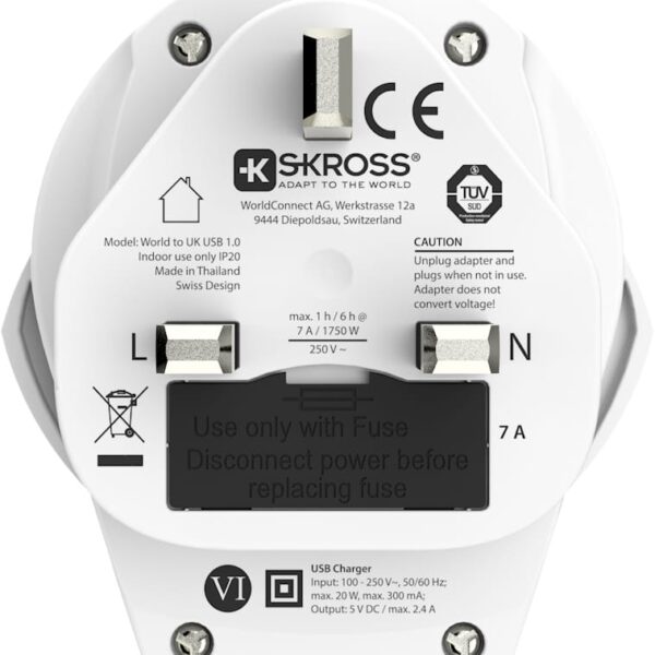 SKROSS Country Travel Adapter 1.500267 World to UK with USB
