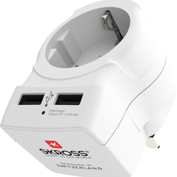 SKROSS Country Travel Adapter 1.500280 Europe to UK with USB