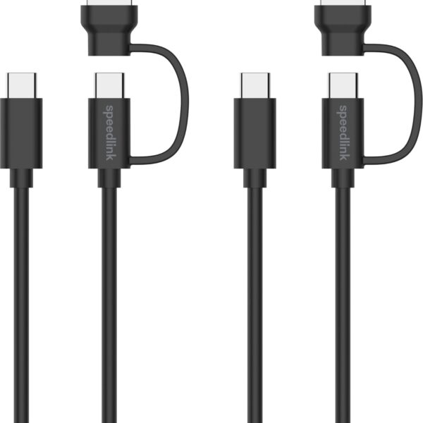 SPEEDLINK STREAM Play&Charge Cable Set SL-460101-BK USB-C,A to USB-C,Black
